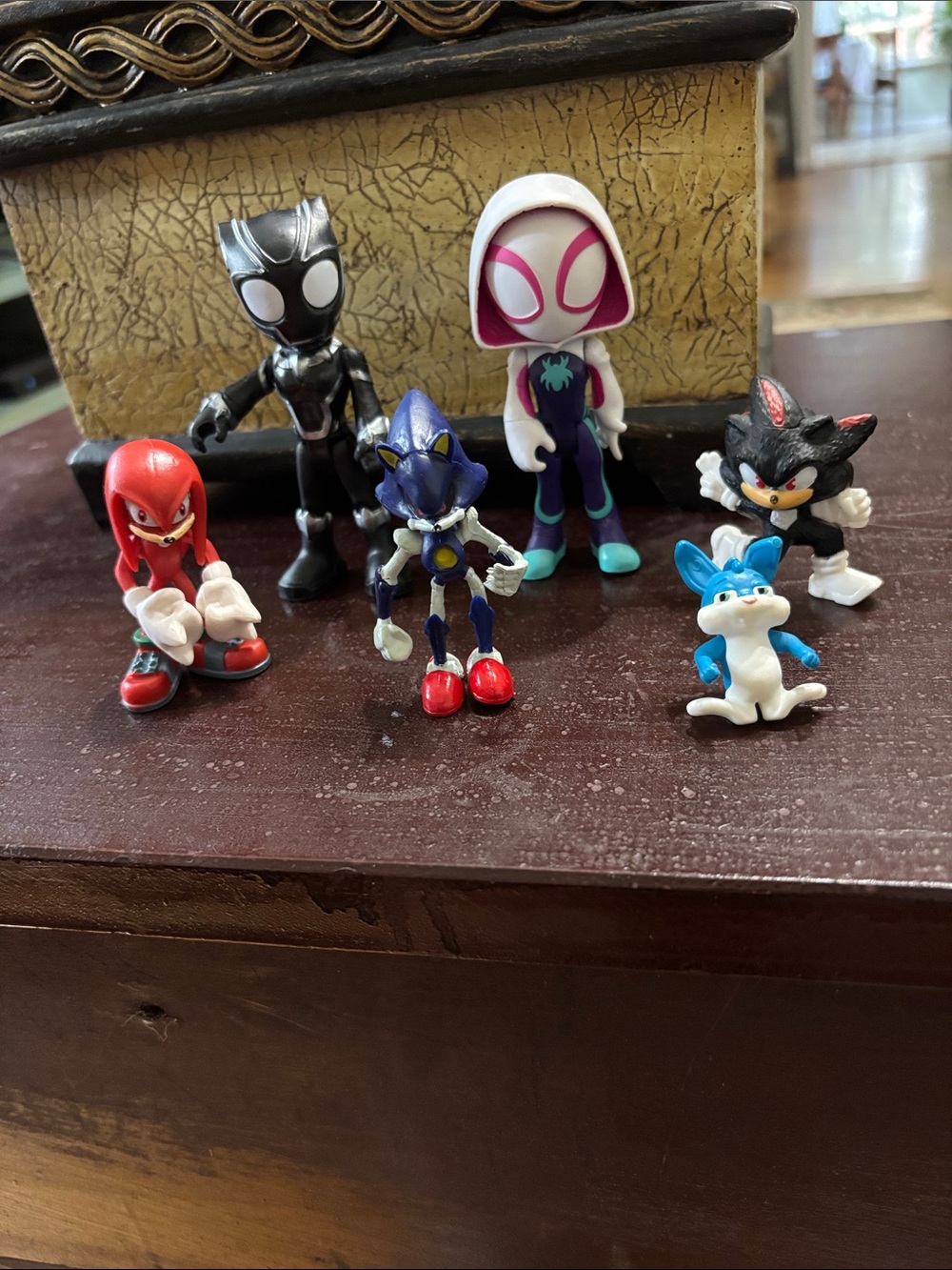 Spiderman Black Panther mini toys plus Sonic Hedgehog toys all good used shape